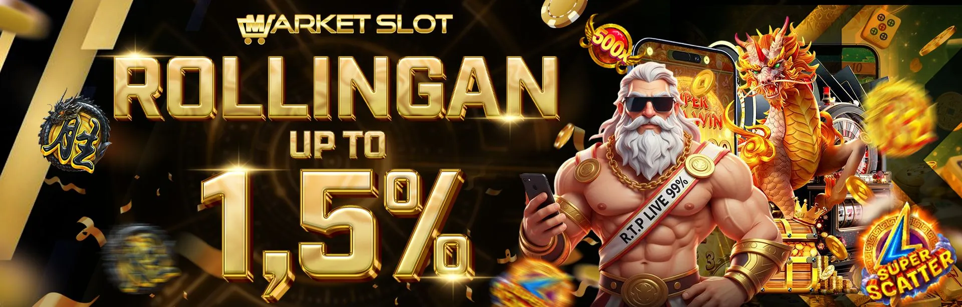 Rollingan Mingguan SLOT & CASINO UP TO 1.5%